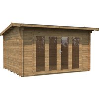 PALMAKO Blockbohlenhaus | Gartenhaus aus Holz | Fertighaus »Ines«, Holz, BxHxT: 434 x 249 x 300 cm (Außenmaße inkl. Dachüberstand) – braun PALMAKO Blockbohlenhaus | Gartenhaus aus Holz | Fertighaus »Ines«, Holz, BxHxT: 434 x 249 x 300 cm (Außenmaße inkl. Dachüberstand) – braun
