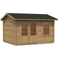 PALMAKO Blockbohlenhaus | Gartenhaus aus Holz | Fertighaus  »Iris«, Holz, BxHxT: 404 x 249 x 276 cm (Außenmaße) – braun PALMAKO Blockbohlenhaus | Gartenhaus aus Holz | Fertighaus  »Iris«, Holz, BxHxT: 404 x 249 x 276 cm (Außenmaße) – braun