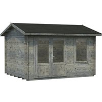 PALMAKO Blockbohlenhaus | Gartenhaus aus Holz | Fertighaus »Iris«, Holz, BxHxT: 404 x 249 x 276 cm (Außenmaße inkl. Dachüberstand) – grau PALMAKO Blockbohlenhaus | Gartenhaus aus Holz | Fertighaus »Iris«, Holz, BxHxT: 404 x 249 x 276 cm (Außenmaße inkl. Dachüberstand) – grau