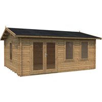 PALMAKO Blockbohlenhaus | Gartenhaus aus Holz | Fertighaus »Iris«, Holz, BxHxT: 574 x 262 x 390 cm (Außenmaße inkl. Dachüberstand) – braun PALMAKO Blockbohlenhaus | Gartenhaus aus Holz | Fertighaus »Iris«, Holz, BxHxT: 574 x 262 x 390 cm (Außenmaße inkl. Dachüberstand) – braun