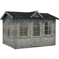 PALMAKO Blockbohlenhaus | Gartenhaus aus Holz | Fertighaus »Claudia«, Holz, BxHxT: 364 x 249 x 240 cm (Außenmaße) – grau PALMAKO Blockbohlenhaus | Gartenhaus aus Holz | Fertighaus »Claudia«, Holz, BxHxT: 364 x 249 x 240 cm (Außenmaße) – grau