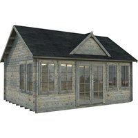 PALMAKO Blockbohlenhaus | Gartenhaus aus Holz | Fertighaus »Claudia«, Holz, BxHxT: 574 x 363 x 380 cm (Außenmaße inkl. Dachüberstand) – grau PALMAKO Blockbohlenhaus | Gartenhaus aus Holz | Fertighaus »Claudia«, Holz, BxHxT: 574 x 363 x 380 cm (Außenmaße inkl. Dachüberstand) – grau