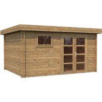 PALMAKO Blockbohlenhaus | Gartenhaus aus Holz | Fertighaus »Elsa«, Holz, BxHxT: 434 x 221 x 354 cm (Außenmaße) – braun PALMAKO Blockbohlenhaus | Gartenhaus aus Holz | Fertighaus »Elsa«, Holz, BxHxT: 434 x 221 x 354 cm (Außenmaße) – braun