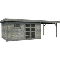 PALMAKO Blockbohlenhaus | Gartenhaus aus Holz | Fertighaus »Elsa«, Holz, BxHxT: 721 x 221 x 300 cm (Außenmaße) – grau PALMAKO Blockbohlenhaus | Gartenhaus aus Holz | Fertighaus »Elsa«, Holz, BxHxT: 721 x 221 x 300 cm (Außenmaße) – grau