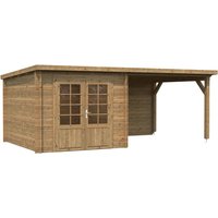 PALMAKO Blockbohlenhaus »Ella«, Holz, BxHxT: 554 x 214 x 300 cm (Außenmaße inkl. Dachüberstand) - braun |  Fichte  |  15,9 m² PALMAKO Blockbohlenhaus »Ella«, Holz, BxHxT: 554 x 214 x 300 cm (Außenmaße inkl. Dachüberstand) - braun |  Fichte  |  15,9 m²