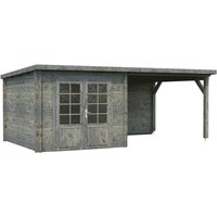 PALMAKO Blockbohlenhaus »Ella«, Holz, BxHxT: 554 x 214 x 340 cm (Außenmaße inkl. Dachüberstand) - grau |  Fichte  |  15,9 m² PALMAKO Blockbohlenhaus »Ella«, Holz, BxHxT: 554 x 214 x 340 cm (Außenmaße inkl. Dachüberstand) - grau |  Fichte  |  15,9 m²