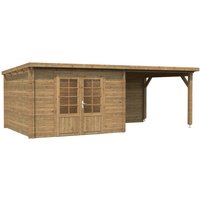 PALMAKO Blockbohlenhaus | Gartenhaus aus Holz | Fertighaus »Ella«, Holz, BxHxT: 614 x 214 x 300 cm (Außenmaße inkl. Dachüberstand) – braun PALMAKO Blockbohlenhaus | Gartenhaus aus Holz | Fertighaus »Ella«, Holz, BxHxT: 614 x 214 x 300 cm (Außenmaße inkl. Dachüberstand) – braun