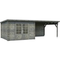 PALMAKO Blockbohlenhaus | Gartenhaus aus Holz | Fertighaus  »Ella«, BxT: 300 x 300 cm (Außenmaße), Wandstärke: 28 mm, Grau Rabatt: 14 %  - 9 qm PALMAKO Blockbohlenhaus | Gartenhaus aus Holz | Fertighaus  »Ella«, BxT: 300 x 300 cm (Außenmaße), Wandstärke: 28 mm, Grau Rabatt: 14 %  - 9 qm