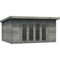 PALMAKO Blockbohlenhaus »Lea«, Holz, BxHxT: 494 x 244 x 330 cm (Außenmaße inkl. Dachüberstand) - grau |  Fichte  |  14,9 m² PALMAKO Blockbohlenhaus »Lea«, Holz, BxHxT: 494 x 244 x 330 cm (Außenmaße inkl. Dachüberstand) - grau |  Fichte  |  14,9 m²