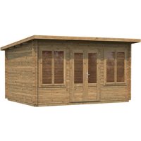PALMAKO Blockbohlenhaus | Gartenhaus aus Holz | Fertighaus »Lisa«, Holz, BxHxT: 440 x 234 x 300 cm (Außenmaße inkl. Dachüberstand) – braun PALMAKO Blockbohlenhaus | Gartenhaus aus Holz | Fertighaus »Lisa«, Holz, BxHxT: 440 x 234 x 300 cm (Außenmaße inkl. Dachüberstand) – braun