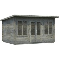 PALMAKO Blockbohlenhaus | Gartenhaus aus Holz | Fertighaus »Lisa«, Holz, BxHxT: 440 x 234 x 300 cm (Außenmaße inkl. Dachüberstand) – grau PALMAKO Blockbohlenhaus | Gartenhaus aus Holz | Fertighaus »Lisa«, Holz, BxHxT: 440 x 234 x 300 cm (Außenmaße inkl. Dachüberstand) – grau