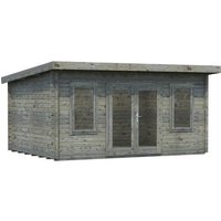 PALMAKO Blockbohlenhaus | Gartenhaus aus Holz | Fertighaus »Lisa«, Holz, BxHxT: 494 x 239 x 394 cm (Außenmaße inkl. Dachüberstand) – grau PALMAKO Blockbohlenhaus | Gartenhaus aus Holz | Fertighaus »Lisa«, Holz, BxHxT: 494 x 239 x 394 cm (Außenmaße inkl. Dachüberstand) – grau