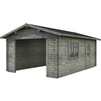 PALMAKO AS Blockbohlen-Garage, BxT: 360 x 550 cm (Außenmaße), Holz – grau PALMAKO AS Blockbohlen-Garage, BxT: 360 x 550 cm (Außenmaße), Holz – grau