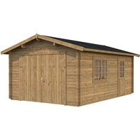 PALMAKO AS Blockbohlen-Garage, BxT: 360 x 550 cm (Außenmaße), Holz – braun PALMAKO AS Blockbohlen-Garage, BxT: 360 x 550 cm (Außenmaße), Holz – braun