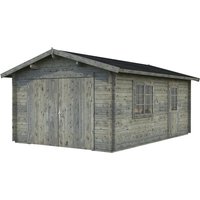 PALMAKO AS Blockbohlen-Garage, BxT: 360 x 550 cm (Außenmaße), Holz – grau Rabatt: 13 %  – 19.8 qm PALMAKO AS Blockbohlen-Garage, BxT: 360 x 550 cm (Außenmaße), Holz – grau Rabatt: 13 %  – 19.8 qm