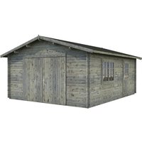 PALMAKO AS Blockbohlen-Garage, BxT: 450 x 550 cm (Außenmaße), Holz – grau PALMAKO AS Blockbohlen-Garage, BxT: 450 x 550 cm (Außenmaße), Holz – grau