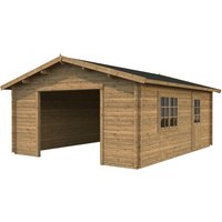 PALMAKO AS Blockbohlen-Garage, BxT: 540 x 540 cm (Außenmaße), Holz - braun Rabatt: 15 %  - 29.16 qm PALMAKO AS Blockbohlen-Garage, BxT: 540 x 540 cm (Außenmaße), Holz - braun Rabatt: 15 %  - 29.16 qm