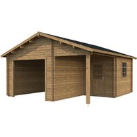 PALMAKO AS Blockbohlen-Garage, BxT: 510 x 550 cm (Außenmaße), Holz - braun Rabatt: 12 %  - 28.05 qm PALMAKO AS Blockbohlen-Garage, BxT: 510 x 550 cm (Außenmaße), Holz - braun Rabatt: 12 %  - 28.05 qm