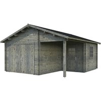 PALMAKO AS Blockbohlen-Garage, BxT: 510 x 550 cm (Außenmaße), Holz – grau PALMAKO AS Blockbohlen-Garage, BxT: 510 x 550 cm (Außenmaße), Holz – grau