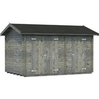 PALMAKO Blockbohlenhaus | Gartenhaus aus Holz | Fertighaus »Jari«, Holz, BxHxT: 440 x 251 x 286 cm (Außenmaße inkl. Dachüberstand) – grau PALMAKO Blockbohlenhaus | Gartenhaus aus Holz | Fertighaus »Jari«, Holz, BxHxT: 440 x 251 x 286 cm (Außenmaße inkl. Dachüberstand) – grau