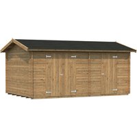 PALMAKO Blockbohlenhaus »Jari«, Holz, BxHxT: 550 x 251 x 300 cm (Außenmaße inkl. Dachüberstand) - braun |  Fichte  |  15 m² PALMAKO Blockbohlenhaus »Jari«, Holz, BxHxT: 550 x 251 x 300 cm (Außenmaße inkl. Dachüberstand) - braun |  Fichte  |  15 m²