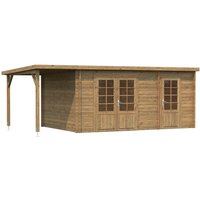 PALMAKO Blockbohlenhaus | Gartenhaus aus Holz | Fertighaus »Ella«, Holz, BxHxT: 614 x 214 x 300 cm (Außenmaße inkl. Dachüberstand) – braun PALMAKO Blockbohlenhaus | Gartenhaus aus Holz | Fertighaus »Ella«, Holz, BxHxT: 614 x 214 x 300 cm (Außenmaße inkl. Dachüberstand) – braun