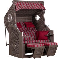 DEVRIES Strandkorb, BxHxT: 130 x 160 x 80 cm, Dreiviertelllieger, dunkelgrau – rot Rabatt: 15 % DEVRIES Strandkorb, BxHxT: 130 x 160 x 80 cm, Dreiviertelllieger, dunkelgrau – rot Rabatt: 15 %