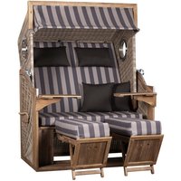 DEVRIES Strandkorb, BxHxT: 130 x 165 x 80 cm, Halblieger, beige-braun – grau DEVRIES Strandkorb, BxHxT: 130 x 165 x 80 cm, Halblieger, beige-braun – grau