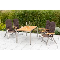 MERXX Gartenmöbelset »Keros«, 4 Sitzplätze, Edelstahl/Akazienholz, inkl. Auflagen – silberfarben Rabatt: 17 % MERXX Gartenmöbelset »Keros«, 4 Sitzplätze, Edelstahl/Akazienholz, inkl. Auflagen – silberfarben Rabatt: 17 %