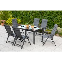MERXX Gartenmöbelset »Taviano«, 6 Sitzplätze, Aluminium/Textil – grau MERXX Gartenmöbelset »Taviano«, 6 Sitzplätze, Aluminium/Textil – grau