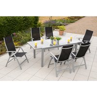 MERXX Gartenmöbelset »Carrara«, 6 Sitzplätze, Aluminium/Textil – schwarz MERXX Gartenmöbelset »Carrara«, 6 Sitzplätze, Aluminium/Textil – schwarz
