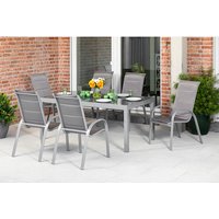MERXX Gartenmöbelset »Amalfi«, 6 Sitzplätze, Aluminium/Textil – silberfarben Rabatt: 17 % MERXX Gartenmöbelset »Amalfi«, 6 Sitzplätze, Aluminium/Textil – silberfarben Rabatt: 17 %