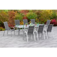 MERXX Gartenmöbelset »Amalfi«, 8 Sitzplätze, Aluminium/Textil – silberfarben MERXX Gartenmöbelset »Amalfi«, 8 Sitzplätze, Aluminium/Textil – silberfarben