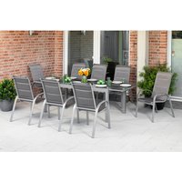 MERXX Gartenmöbelset »Amalfi«, 8 Sitzplätze, Aluminium/Textil – silberfarben MERXX Gartenmöbelset »Amalfi«, 8 Sitzplätze, Aluminium/Textil – silberfarben