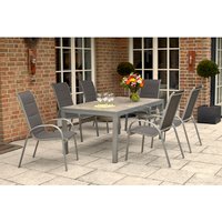 MERXX Gartenmöbelset »Amalfi«, 6 Sitzplätze, Aluminium/Textil – silberfarben MERXX Gartenmöbelset »Amalfi«, 6 Sitzplätze, Aluminium/Textil – silberfarben