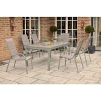 MERXX Gartenmöbelset »Amalfi«, 6 Sitzplätze, Aluminium/Textil – silberfarben Rabatt: 17 % MERXX Gartenmöbelset »Amalfi«, 6 Sitzplätze, Aluminium/Textil – silberfarben Rabatt: 17 %
