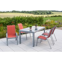 MERXX Gartenmöbelset »Amalfi«, 4 Sitzplätze, Aluminium/Textil – silberfarben MERXX Gartenmöbelset »Amalfi«, 4 Sitzplätze, Aluminium/Textil – silberfarben