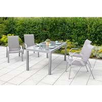 MERXX Gartenmöbelset »Amalfi«, 4 Sitzplätze, Aluminium/Textil – silberfarben MERXX Gartenmöbelset »Amalfi«, 4 Sitzplätze, Aluminium/Textil – silberfarben