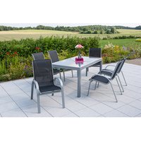 MERXX Gartenmöbelset »Amalfi«, 6 Sitzplätze, Aluminium/Textil – schwarz MERXX Gartenmöbelset »Amalfi«, 6 Sitzplätze, Aluminium/Textil – schwarz