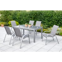 MERXX Gartenmöbelset »Amalfi«, 6 Sitzplätze, Aluminium/Textil – silberfarben MERXX Gartenmöbelset »Amalfi«, 6 Sitzplätze, Aluminium/Textil – silberfarben