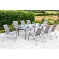 MERXX Gartenmöbelset »Amalfi«, 8 Sitzplätze, Aluminium/Textil – silberfarben MERXX Gartenmöbelset »Amalfi«, 8 Sitzplätze, Aluminium/Textil – silberfarben