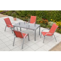 MERXX Gartenmöbelset »Amalfi«, 4 Sitzplätze, Aluminium/Textil – silberfarben MERXX Gartenmöbelset »Amalfi«, 4 Sitzplätze, Aluminium/Textil – silberfarben