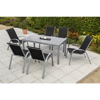 MERXX Gartenmöbelset »Amalfi«, 6 Sitzplätze, Aluminium/Textil – schwarz MERXX Gartenmöbelset »Amalfi«, 6 Sitzplätze, Aluminium/Textil – schwarz