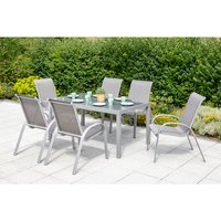 MERXX Gartenmöbelset »Amalfi«, 6 Sitzplätze, Aluminium/Textil – silberfarben MERXX Gartenmöbelset »Amalfi«, 6 Sitzplätze, Aluminium/Textil – silberfarben