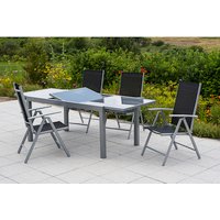MERXX Gartenmöbelset »Amalfi«, 4 Sitzplätze, Aluminium/Textil – silberfarben MERXX Gartenmöbelset »Amalfi«, 4 Sitzplätze, Aluminium/Textil – silberfarben