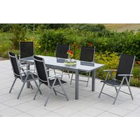 MERXX Gartenmöbelset »Amalfi«, 6 Sitzplätze, Aluminium/Textil – schwarz MERXX Gartenmöbelset »Amalfi«, 6 Sitzplätze, Aluminium/Textil – schwarz