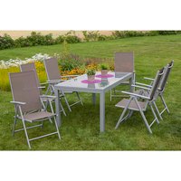 MERXX Gartenmöbelset »Amalfi«, 6 Sitzplätze, Aluminium/Textil – silberfarben MERXX Gartenmöbelset »Amalfi«, 6 Sitzplätze, Aluminium/Textil – silberfarben