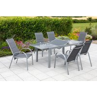 MERXX Gartenmöbelset »Amalfi«, 6 Sitzplätze, Aluminium/Textil – silberfarben MERXX Gartenmöbelset »Amalfi«, 6 Sitzplätze, Aluminium/Textil – silberfarben
