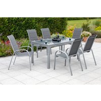 MERXX Gartenmöbelset »Amalfi«, 6 Sitzplätze, Aluminium/Textil – silberfarben MERXX Gartenmöbelset »Amalfi«, 6 Sitzplätze, Aluminium/Textil – silberfarben