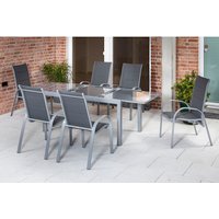 MERXX Gartenmöbelset »Amalfi«, 6 Sitzplätze, Aluminium/Textil – silberfarben | grau Rabatt: 17 % MERXX Gartenmöbelset »Amalfi«, 6 Sitzplätze, Aluminium/Textil – silberfarben | grau Rabatt: 17 %